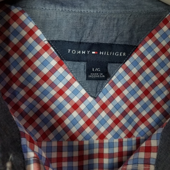 Tommy Hilfiger gingham button down shirt size L - Picture 3 of 6